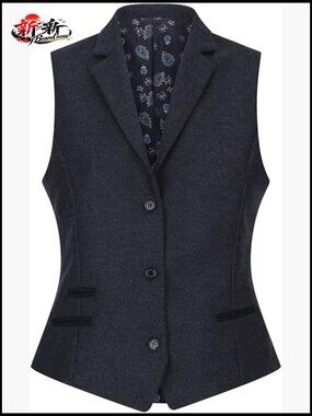 Wool Blend Tweed Herringbone Blazer Waistcoat Vintage Smart Casual